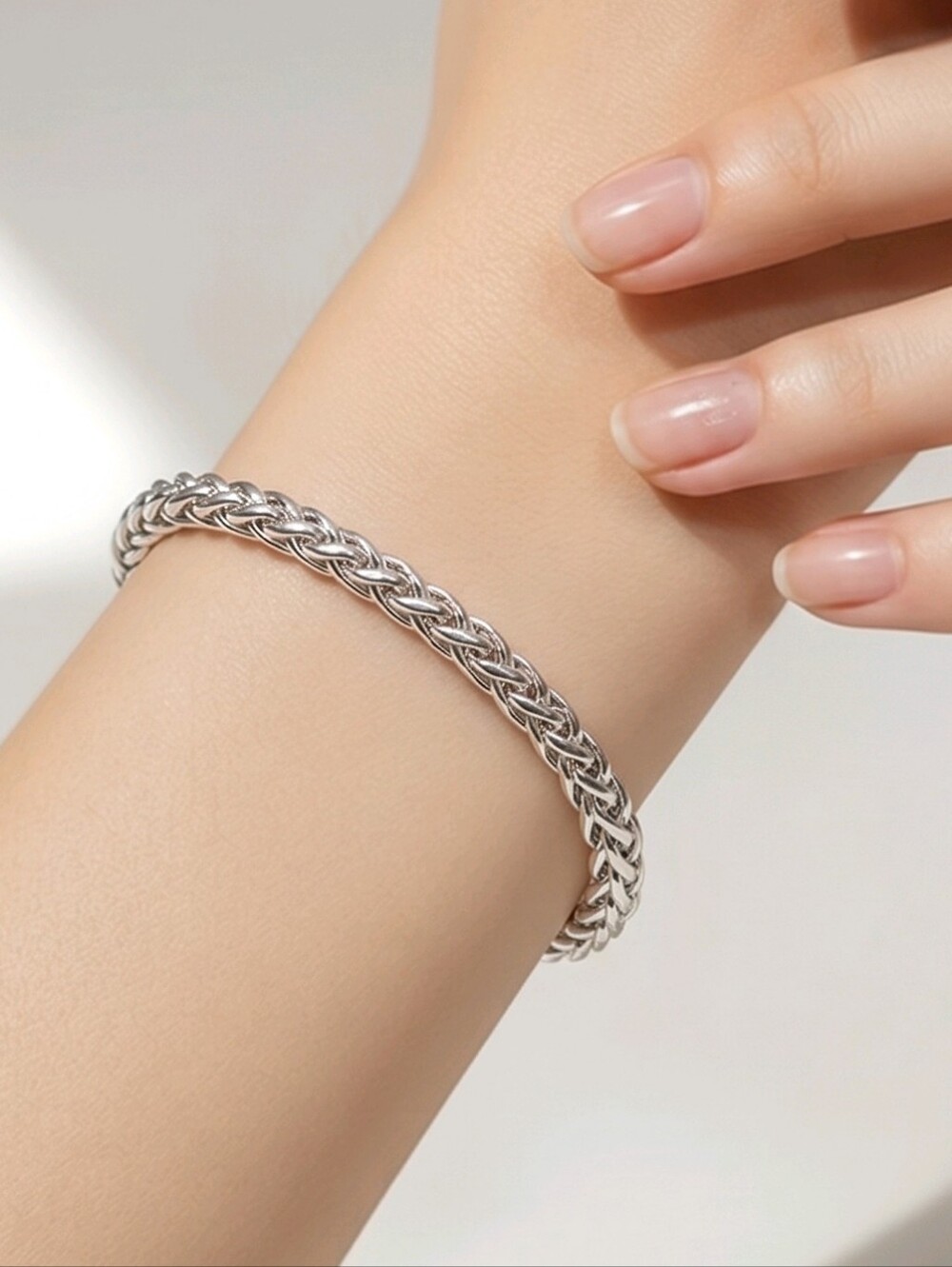 Wheat Chain Bracelet 4mm Round Stainless Steel Link Unisex 8" Bracelet Minimal